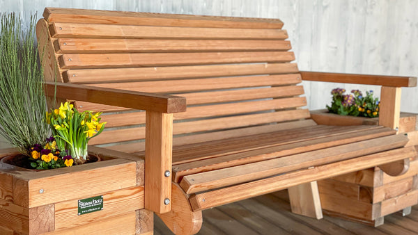 Wooden bench larch "Flower Greetings"