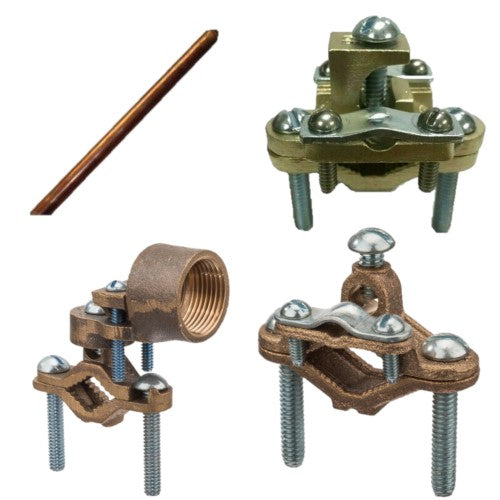 3 grounding clamps and ground rod