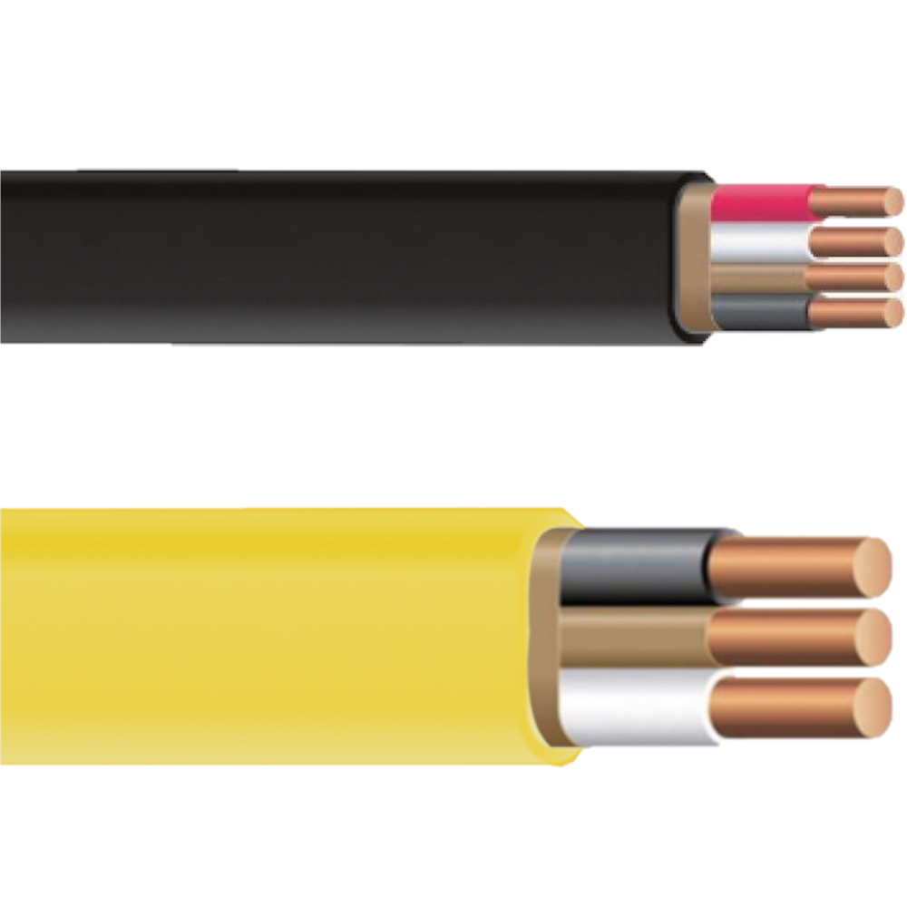 Two different strands of NM-B Romex cable
