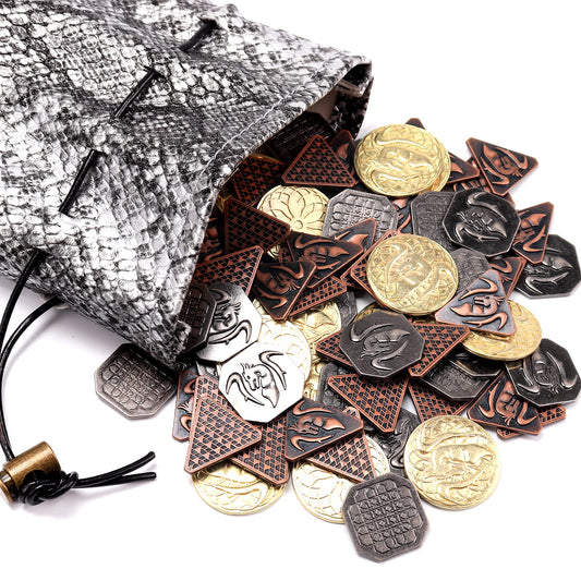 50 DND Fantasy Metal Gold Coins & Leather Pouch for Dungeons & Dragons  Novelty Tabletop RPG Board Games Tokens Treasure Coins for Party Tablelap  Games