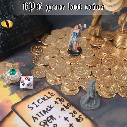 50 DND Fantasy Metal Gold Coins & Leather Pouch for Dungeons & Dragons  Novelty Tabletop RPG Board Games Tokens Treasure Coins for Party Tablelap  Games