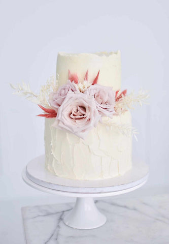 Custom cake with fresh blush Roses