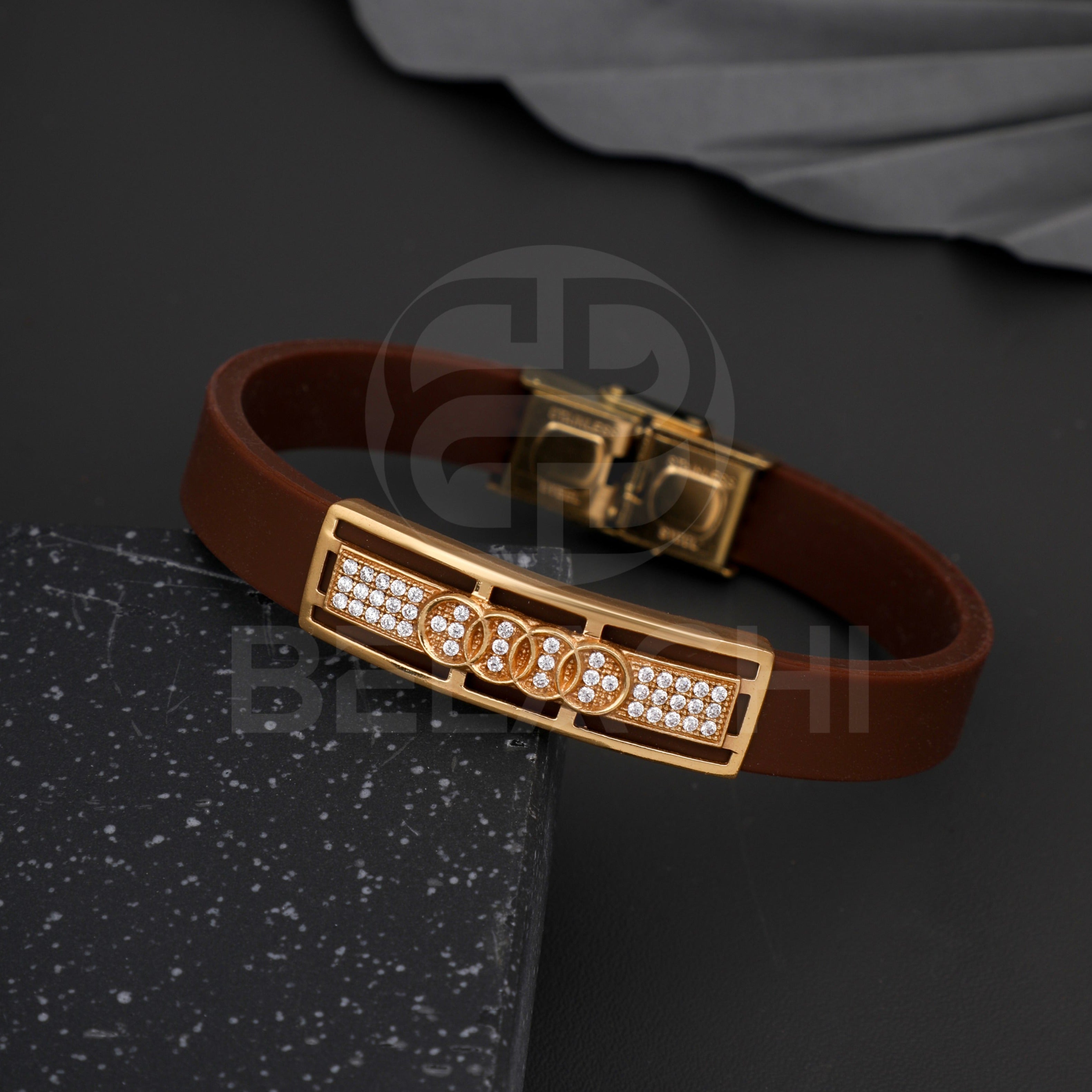 nilkanth Leather, Stainless Steel Diamond Gold-plated Bracelet Price in  India - Buy nilkanth Leather, Stainless Steel Diamond Gold-plated Bracelet  Online at Best Prices in India | Flipkart.com