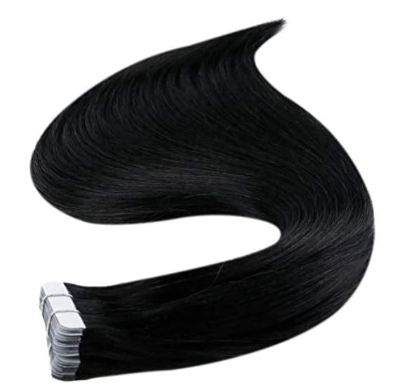 Jet Black INVISI TAPE in Extension - invisible tape hair extensions #1 –  prettieme