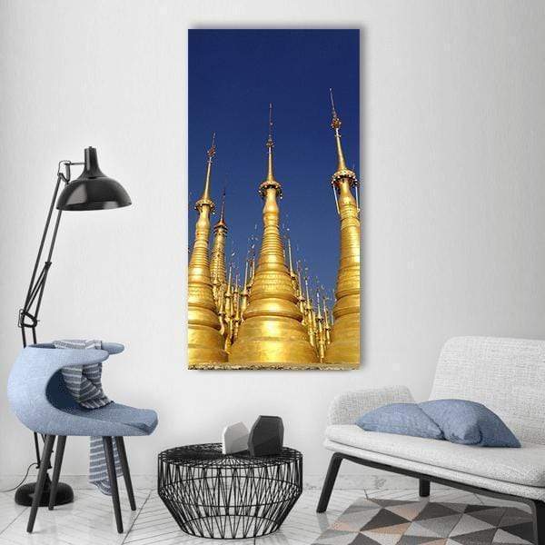 Pagoda Spires Temple In Myanmar Vertical Canvas Wall Art 3 Vertical / Small / Gallery Wrap American Canvas Art