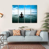 Silhouette Young Woman Practicing Yoga On The Beach Canvas Wall Art 4 Horizontal / Gallery Wrap / 34" x 24" American Canvas Art