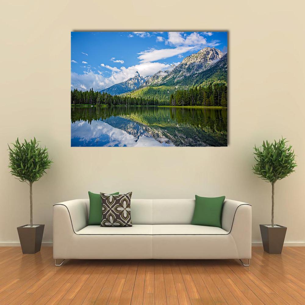 Art Street Stretched Canvas Painting Duck in the lake Mountain Landscape  Printed For Living Room Decoration (Set of 2, Size: 16x22 Inch)