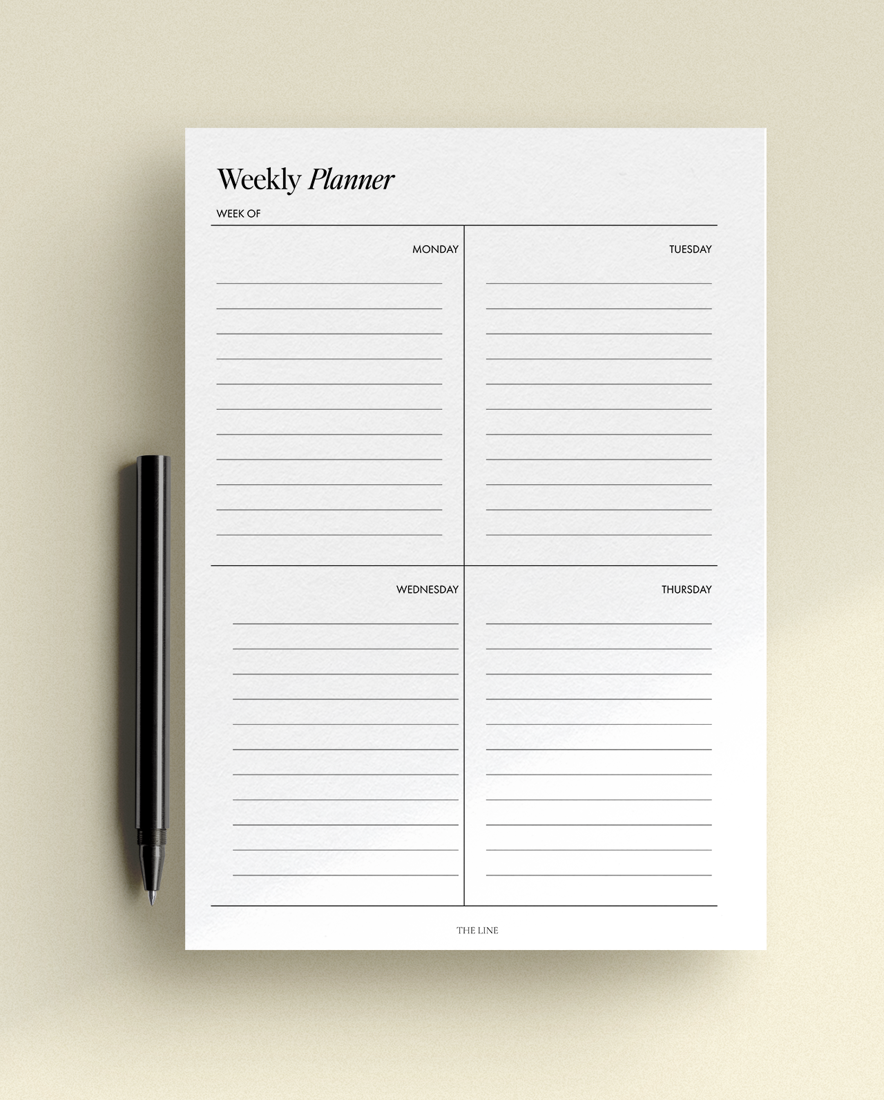 2024 WEEKLY Planner Insert Dated WO2P Vertical Border Lined