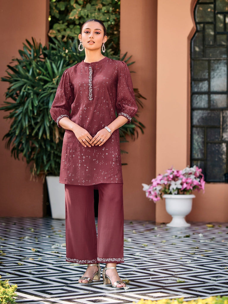 Kanika Burgundy Hanwork Co-ord Set – Autumn Lane Clothing