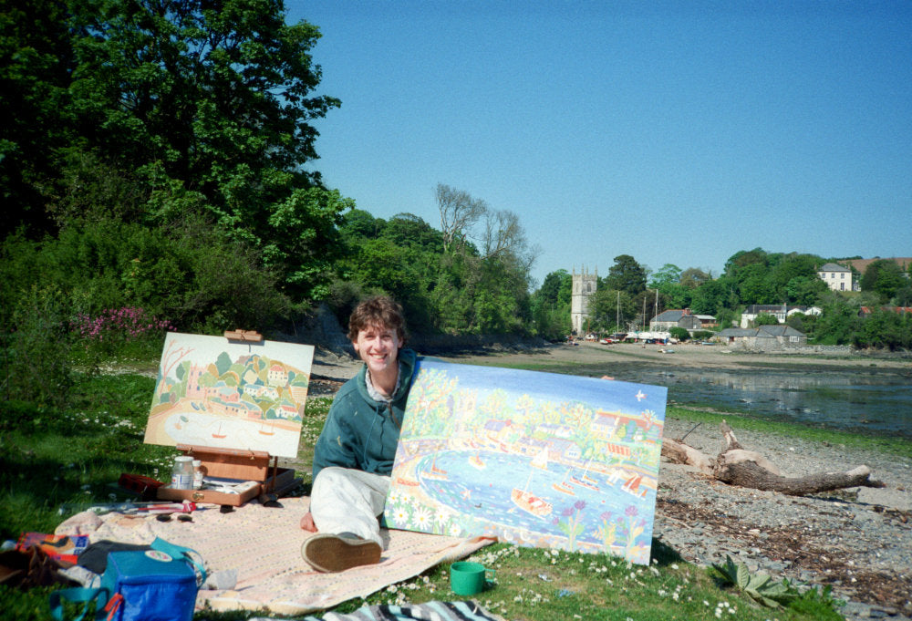 John painting en plein air, St Anthony in Meneage
