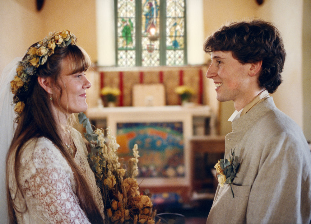 Photograph of artist Joanne Short and John Dyer at their wedding in Gunwalloe Church