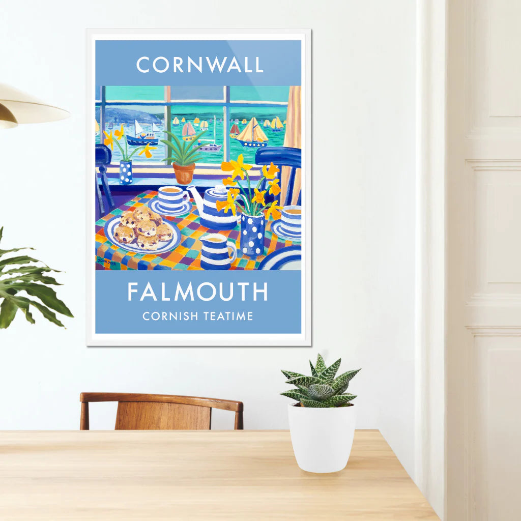 Cornish Cream Tea art poster print by Cornish artist John Dyer