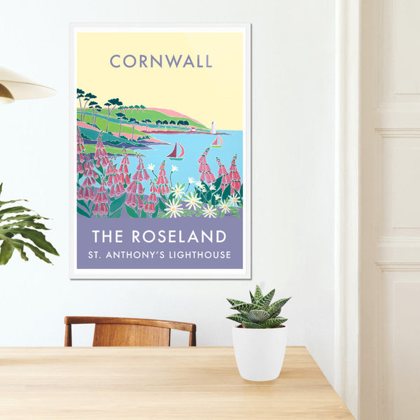 Wildflowers, foxgloves and daisies art print of the Roseland in Cornwall by Joanne Short