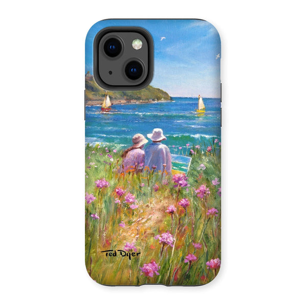 Tough Art Phone Case. Sea Pinks and Painters, Falmouth. Artist Ted Dyer. Cornwall Art Gallery