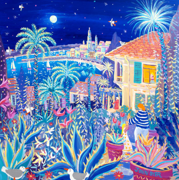 Moonlit Serenade, Clos du Peyronnet Garden, Menton, France. John Dyer painting