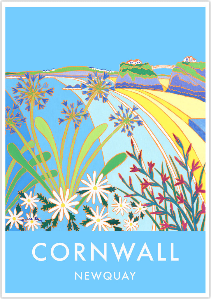 Joanne Short vintage style art poster of Newquay in Cornwall