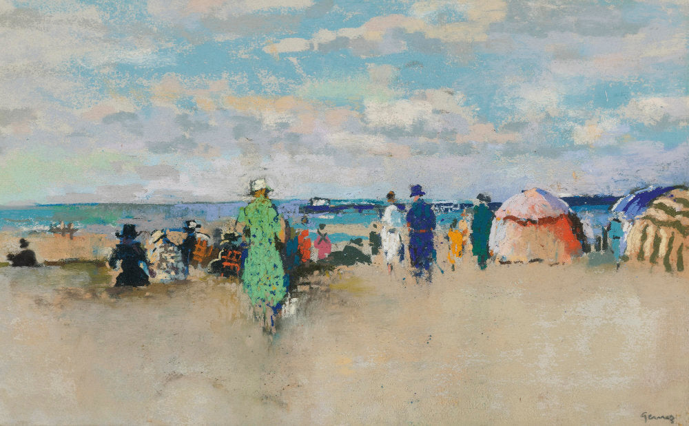 'Scene de Plage, Trouville (1942)  by Paul-Elie Gernez (French, 1888-1948)