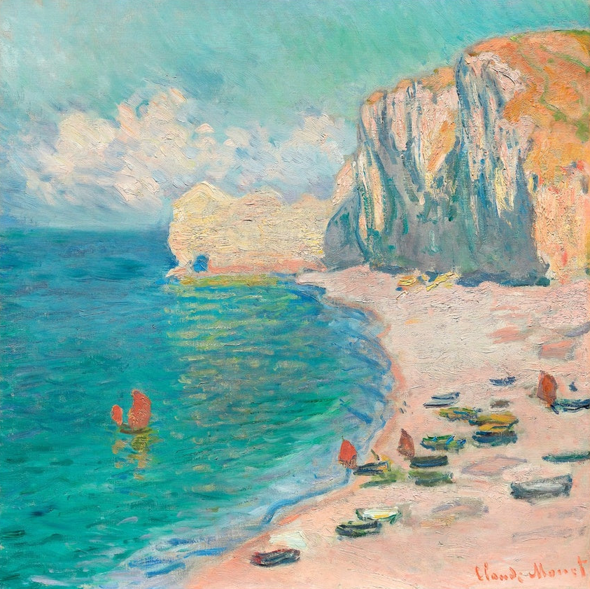 'The Beach and the Falaise d'Amont' by Claude Monet. Open Edition Fine Art Print. Historic Art