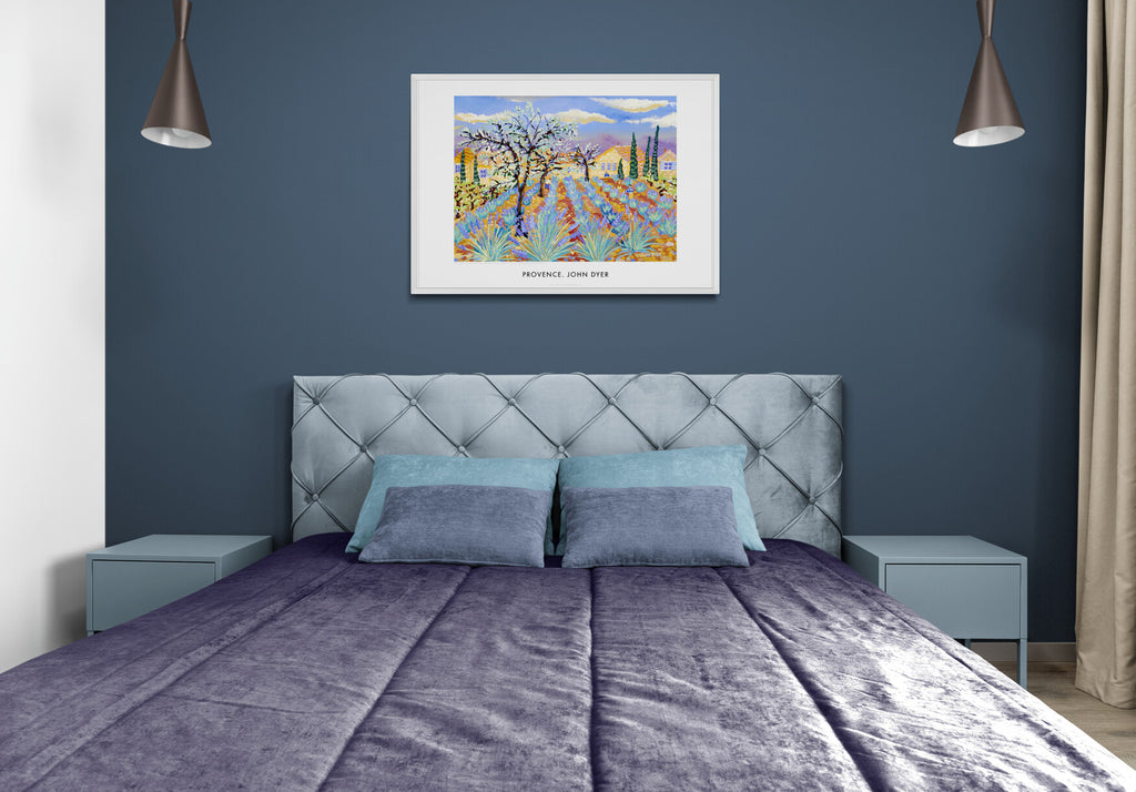 Provence posters by John Dyer in comfy bedroom wall