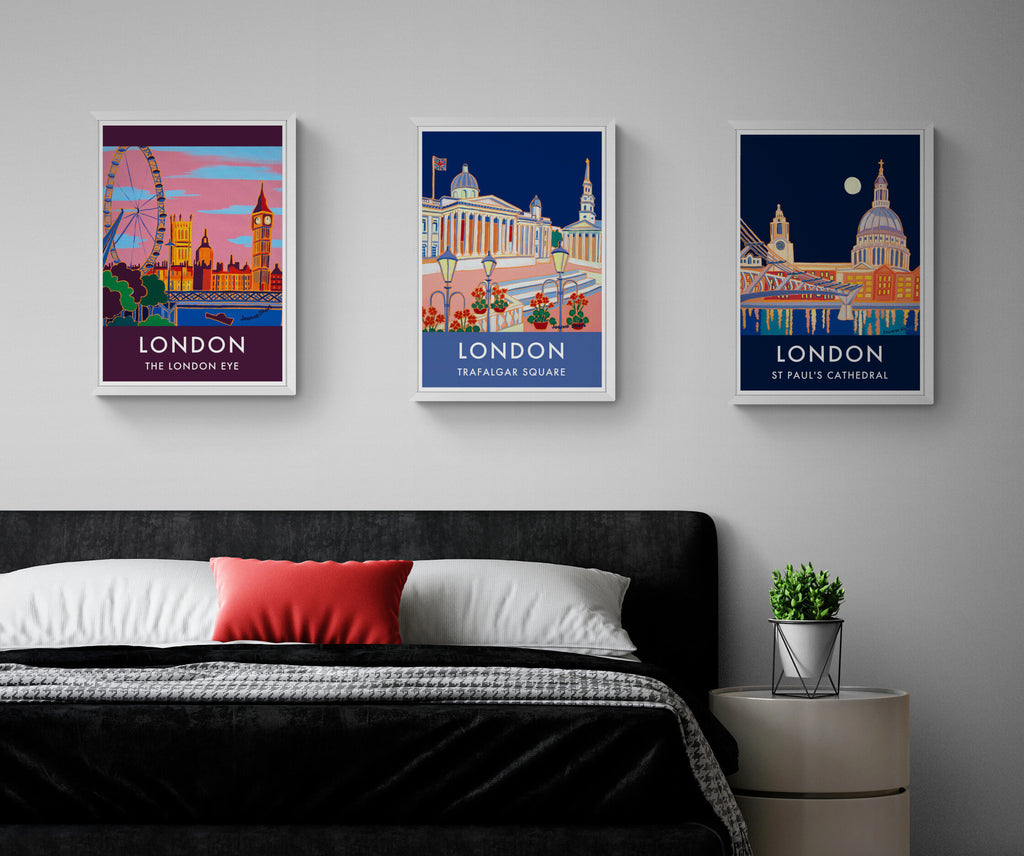 London posters by Joanne Short in sleek apartment