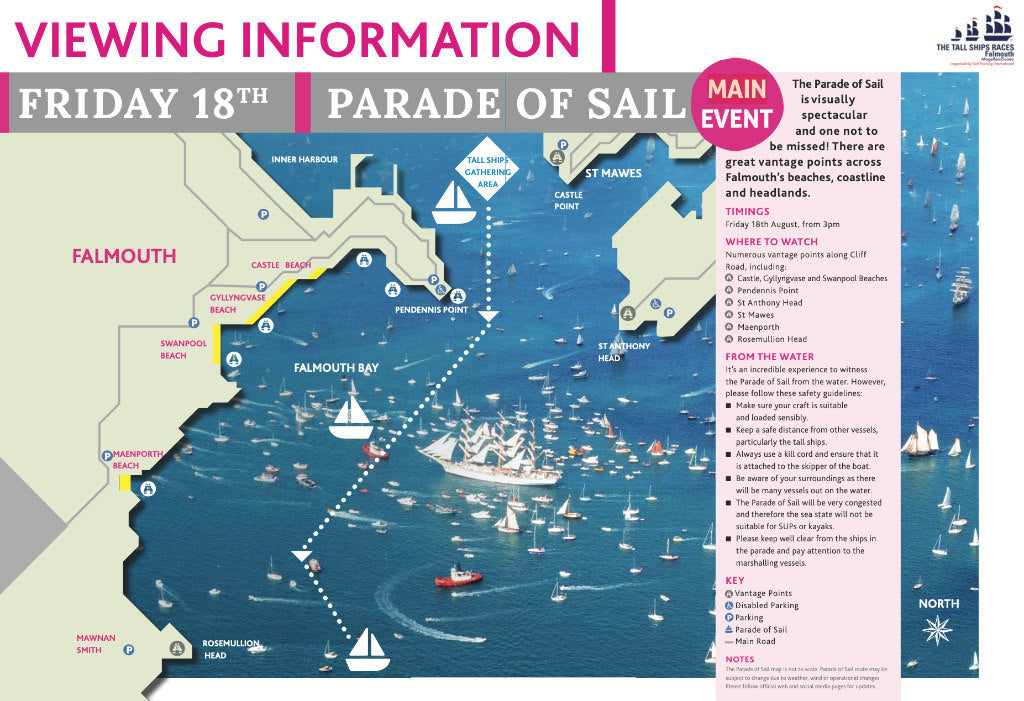 Falmouth Tall Ships Parade of Sail Map 2023