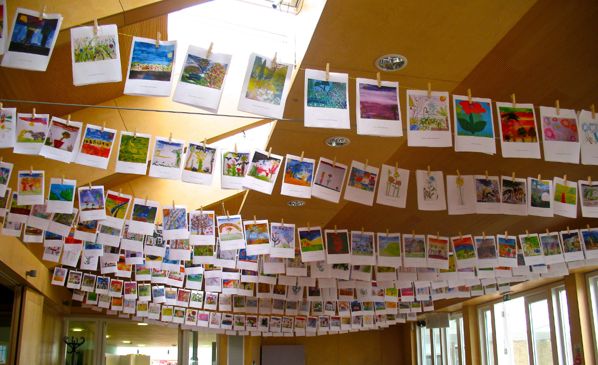 Children's art at the Gyllyngdune Gardens inspired by artist John Dyer