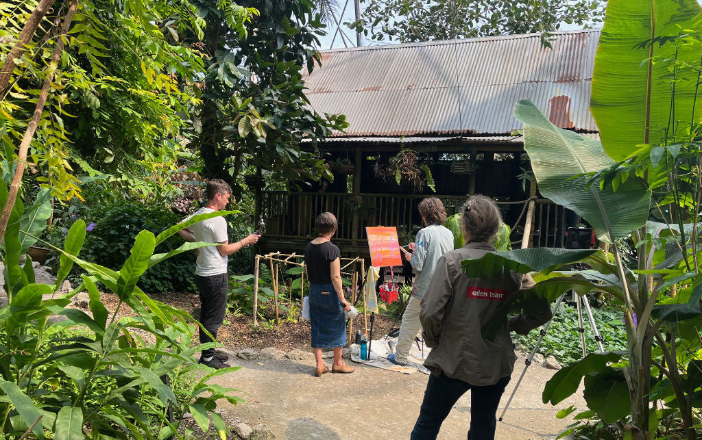 John Dyer painting and broadcasting from the Eden Project