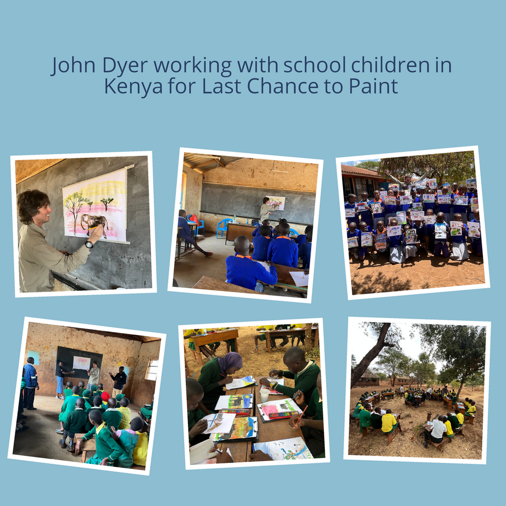 Artist John Dyer working with Kenyan school children