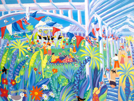 John Dyer painting of the Heritage Lottery funded Gyllyngdune Gardens and bandstand in Falmouth