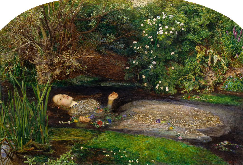 John Everett Millais' 'Ophelia' painting 1851-1852. Oil on canvas