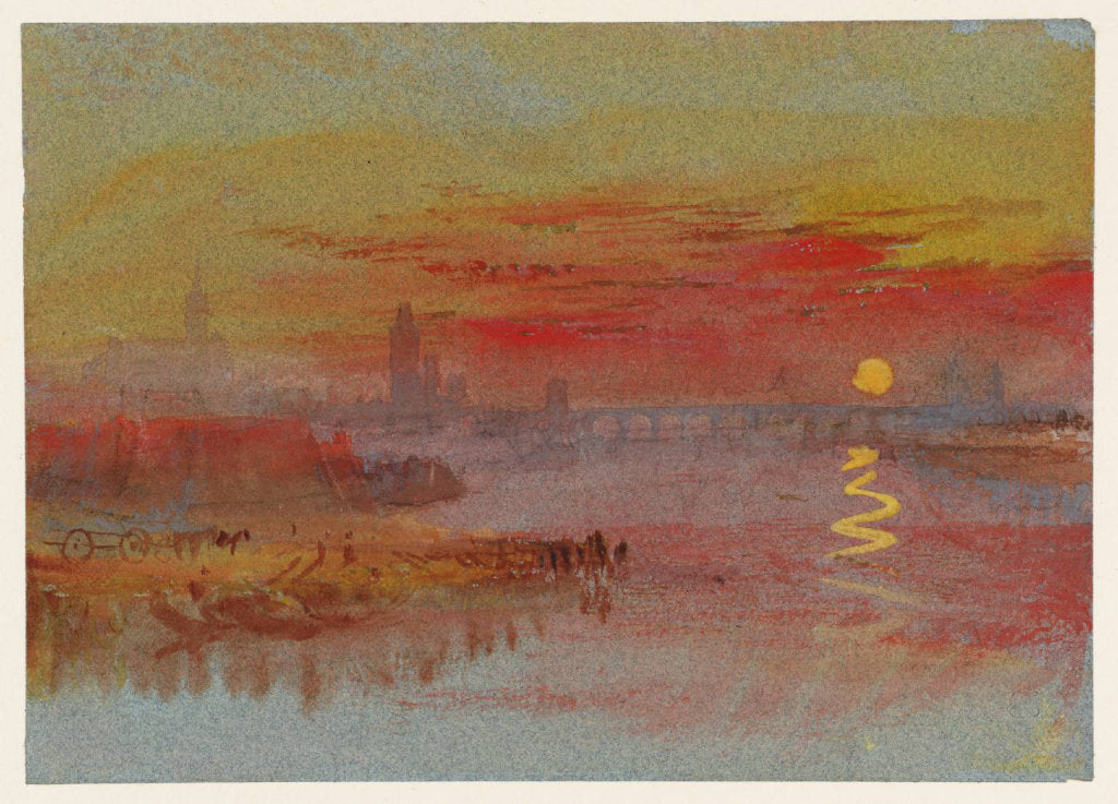 'The Scarlet Sunset', Watercolour and gouache on paper, JMW Turner