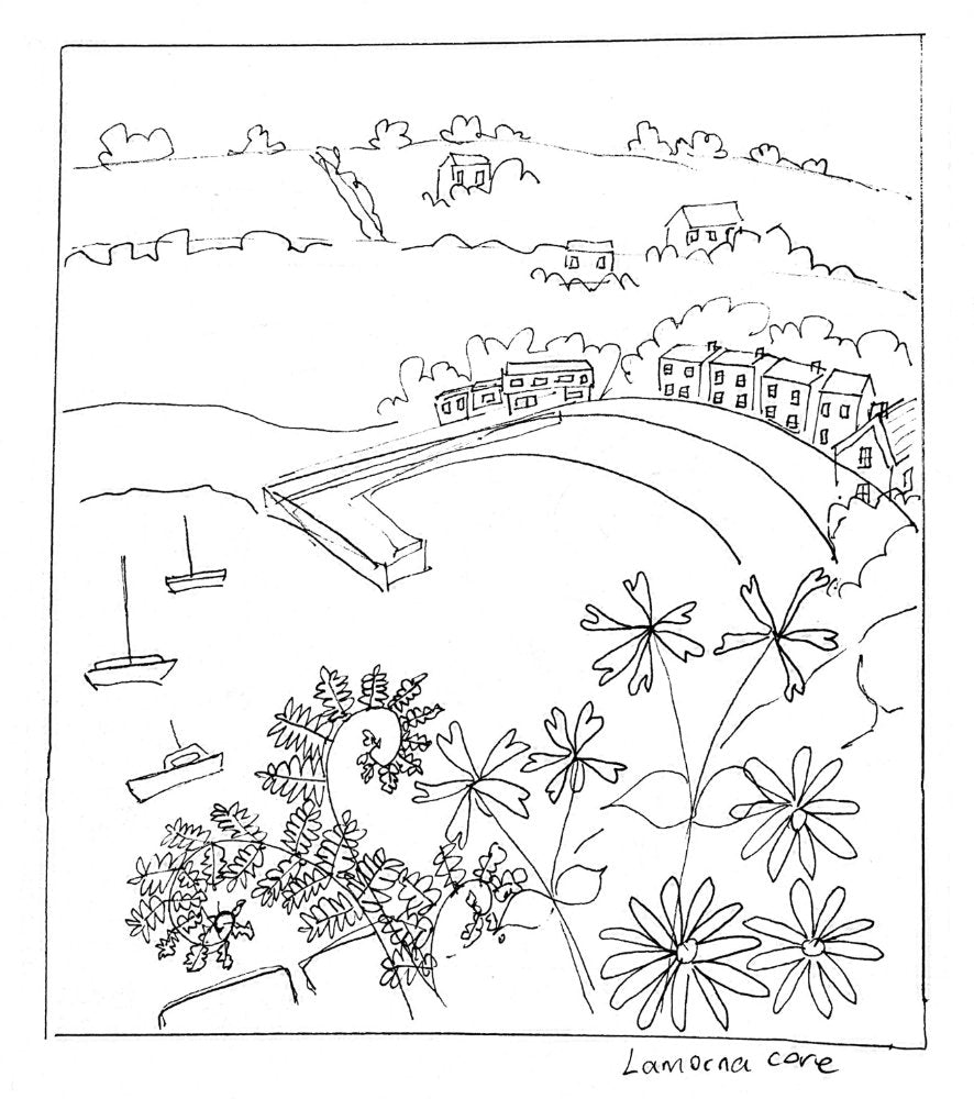 drawing of Lamorna Cove by artist Joanne Short
