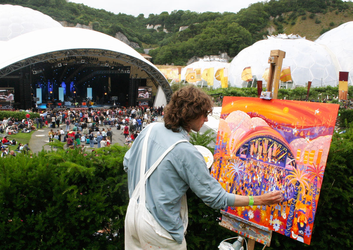 John Dyer painting the Live 8 Africa calling concert at the Eden Project