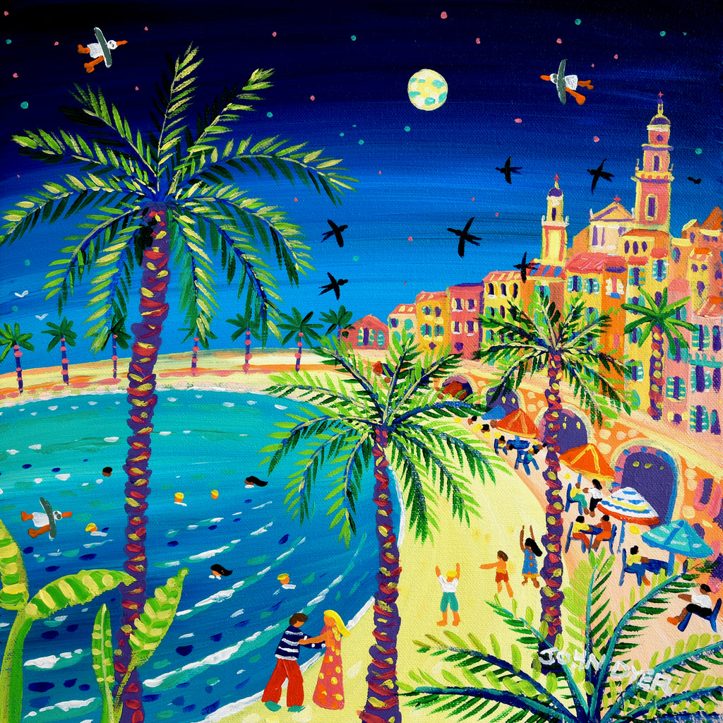 John Dyer Nocturne painting of Menton in France