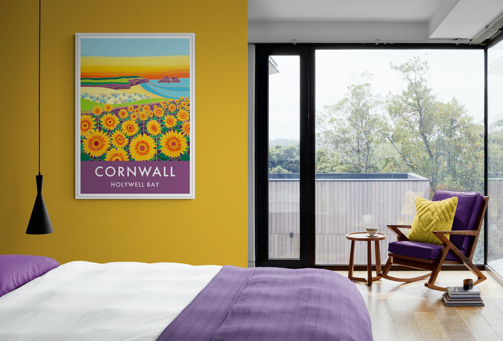 Sunflower poster by Joanne Short in yellow bedroom
