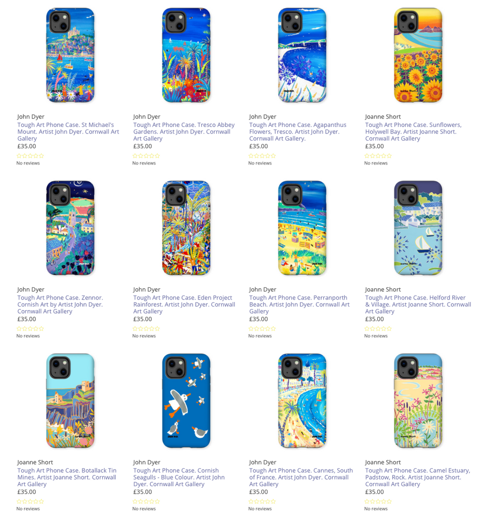 Art phone cases at the John Dyer Gallery