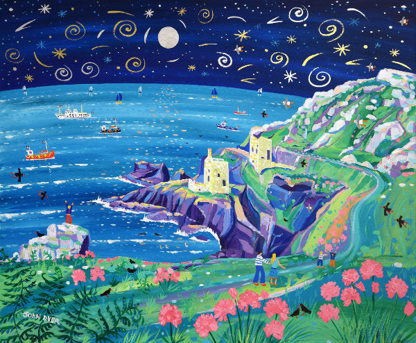 Painting by John Dyer, Shooting Stars over Botallack