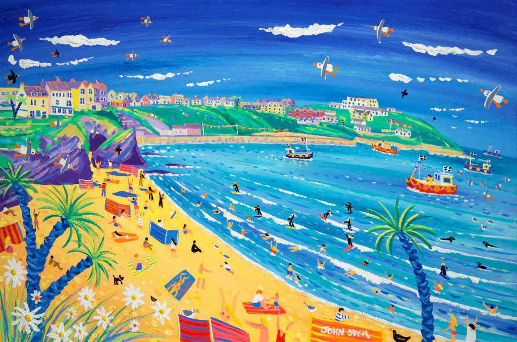 John Dyer painting of Great Western Beach Newquay