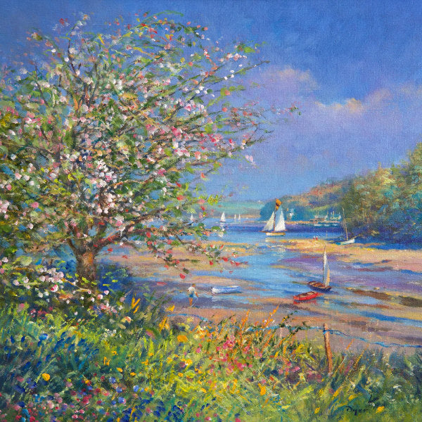 Ted Dyer painting of the Helford River and its beaches
