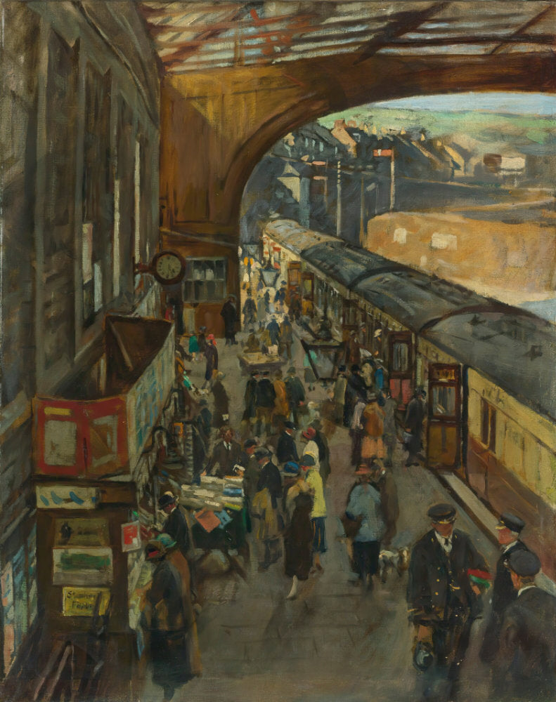 'The Terminus Penzance Station' by Stanhope Alexander Forbes, (English, 1857-1947)