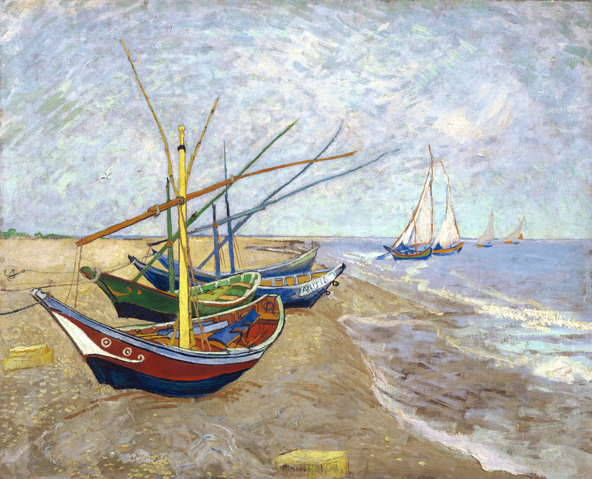 Vincent Van Gogh Framed Open Edition Art Print. 'Barques aux Saintes-Maries'