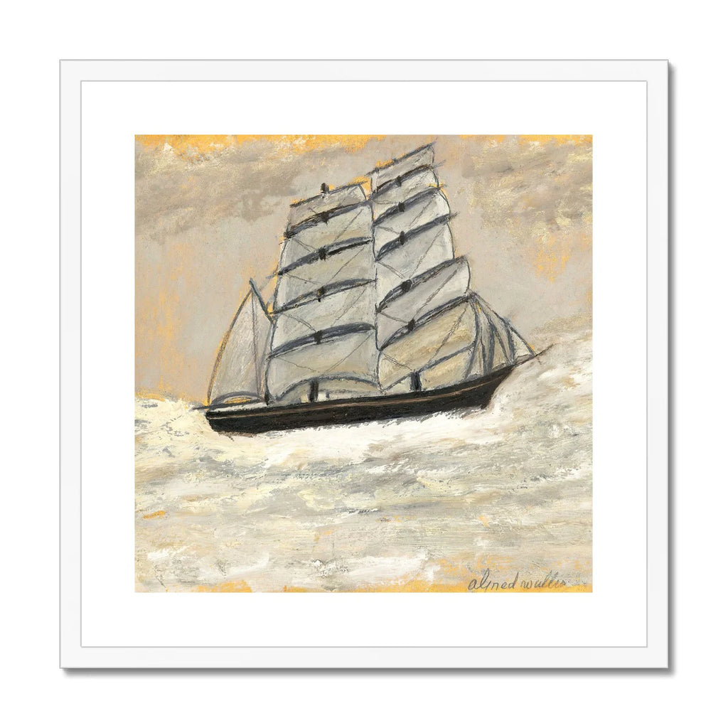 Alfred Wallis print, 'Sailing Ship in a Stormy Sea'.