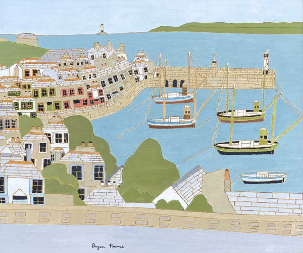 Painting by Bryan Pearce (1929-2007),St. Ives from Barnoon Terrace