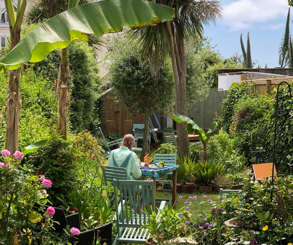 Joanne Short pictured in the family garden that is used as an outdoor artists' studio