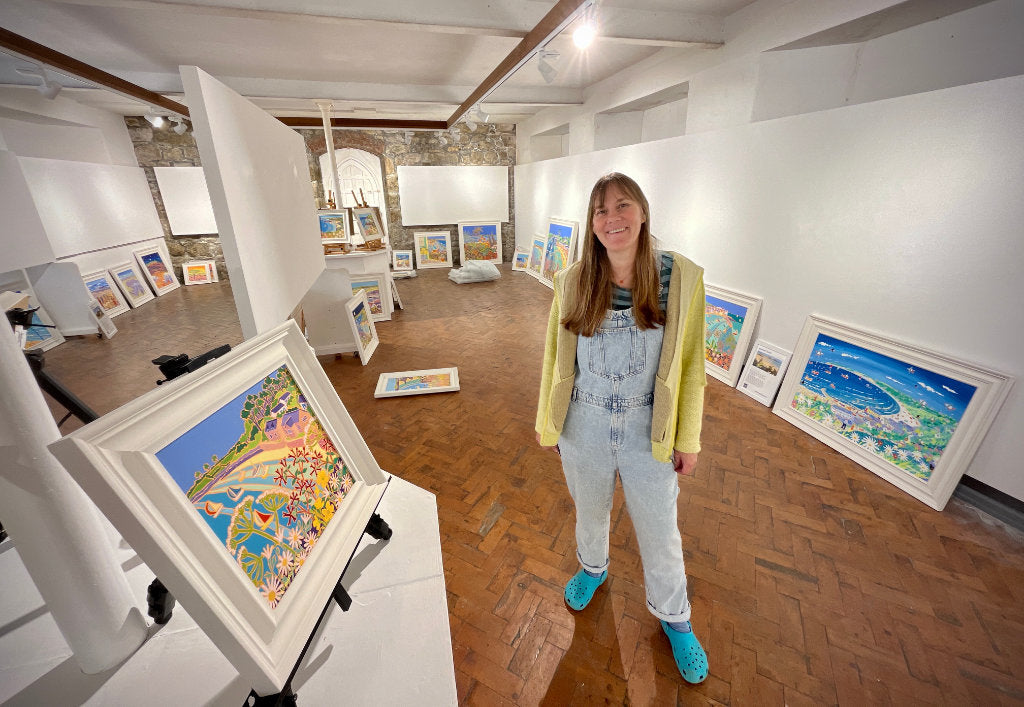 Photo of artist Joanne Short at The Crypt Gallery, St Ives