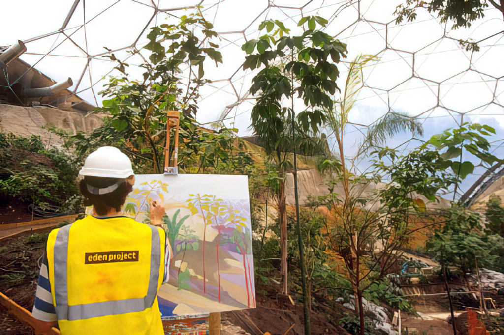 John Dyer painted the Eden Project as it was being planted. Photo courtesy National Geographic magazine