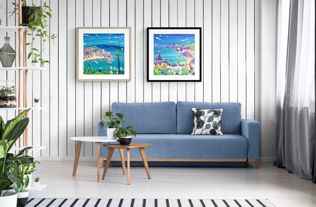 Beach artwork prints in an interior setting