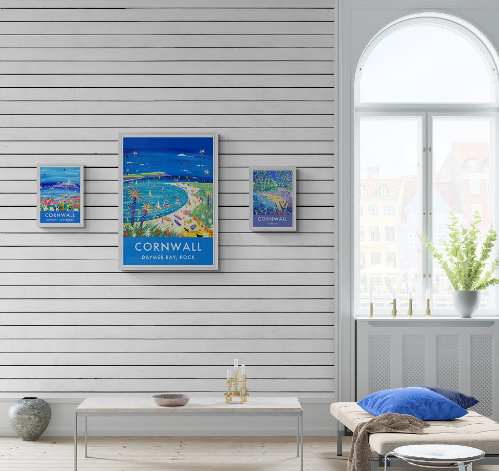 Coastal wall art by John Dyer in a beach house setting