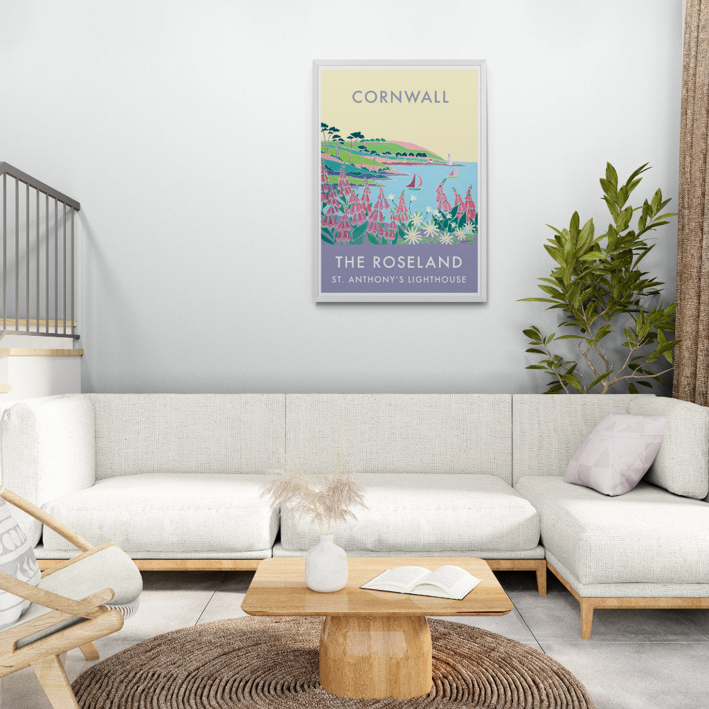 Beach House Art Coastal wall print by Joanne Short of the Cornish cliffs