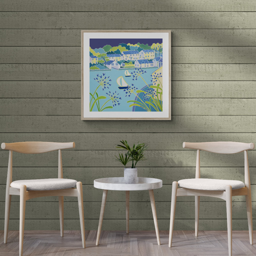 Cornish coastal wall art in a beach house setting